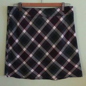 LOFT Petite Purple and Gray Plaid Skirt